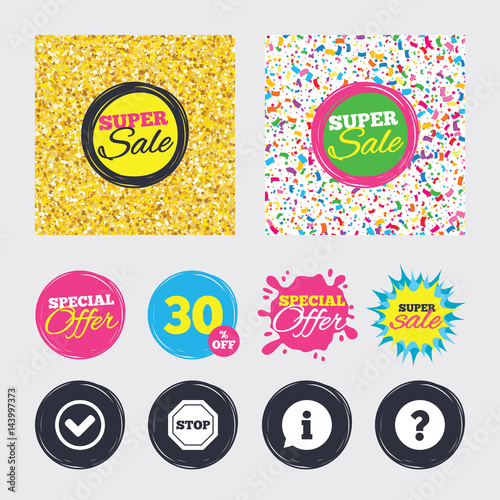 Information icons. Stop prohibition symbol.