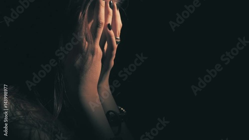 Unhappy sad teen girl. Domestic violence and abuse concept. 60 to 24fps UHD