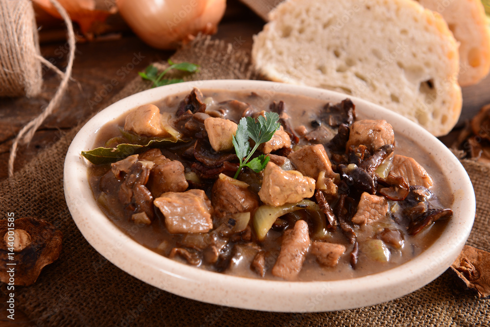Stew with meat, mushrooms and vegetables Stew with meat, mushrooms and vegetables