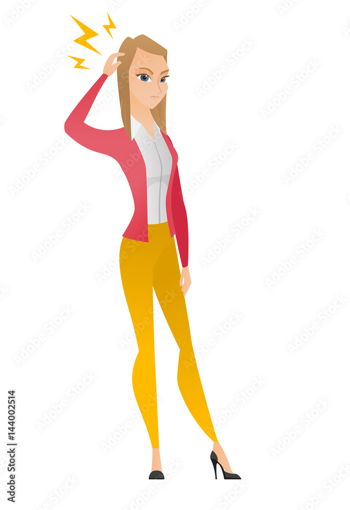 Caucasian business woman with lightning over head. Caucasian business woman with lightning over head.