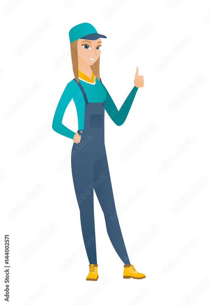 Mechanic giving thumb up vector illustration. Mechanic giving thumb up vector illustration.
