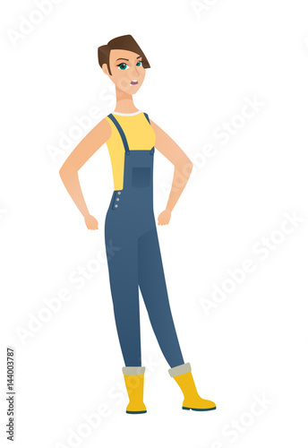 Young caucasian angry farmer screaming.