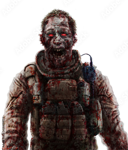 Cuadro en lienzo Zombie soldier shout concept