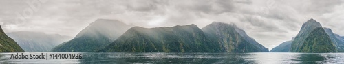 Panoramic of Milford sound, New Zealand