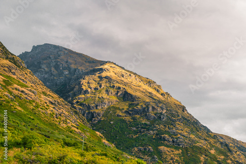 view of mountains at sunset, Queenstown, New Zealand.