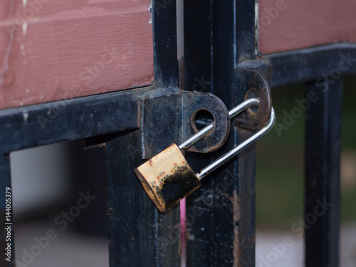 Old key lock on the door