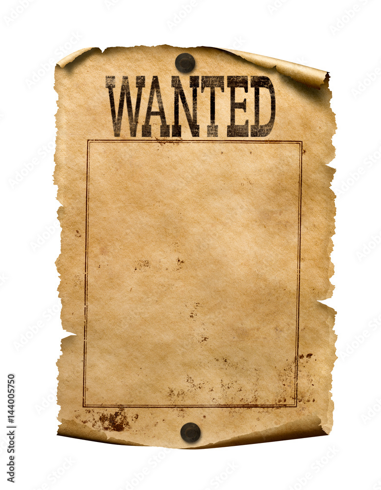 Wanted for reward poster 3d illustration isolated