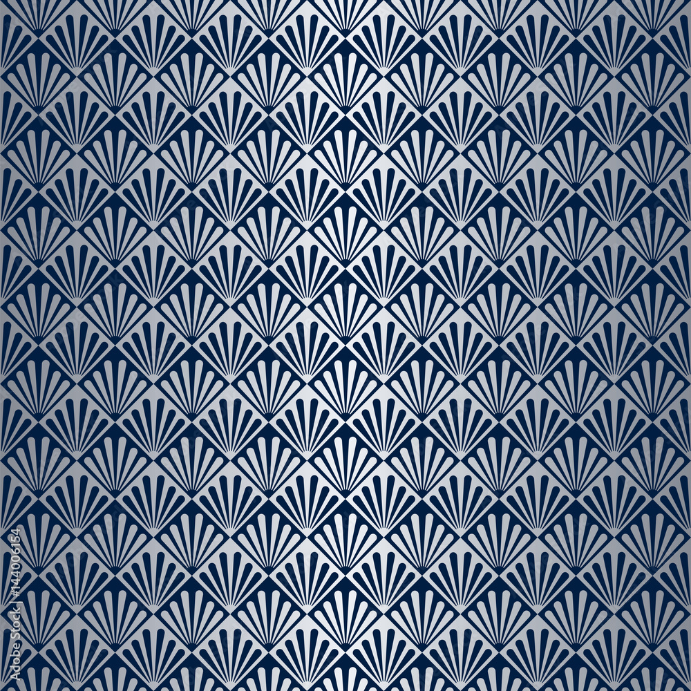 Seamless Silver Art Deco Leaf Palmette Pattern