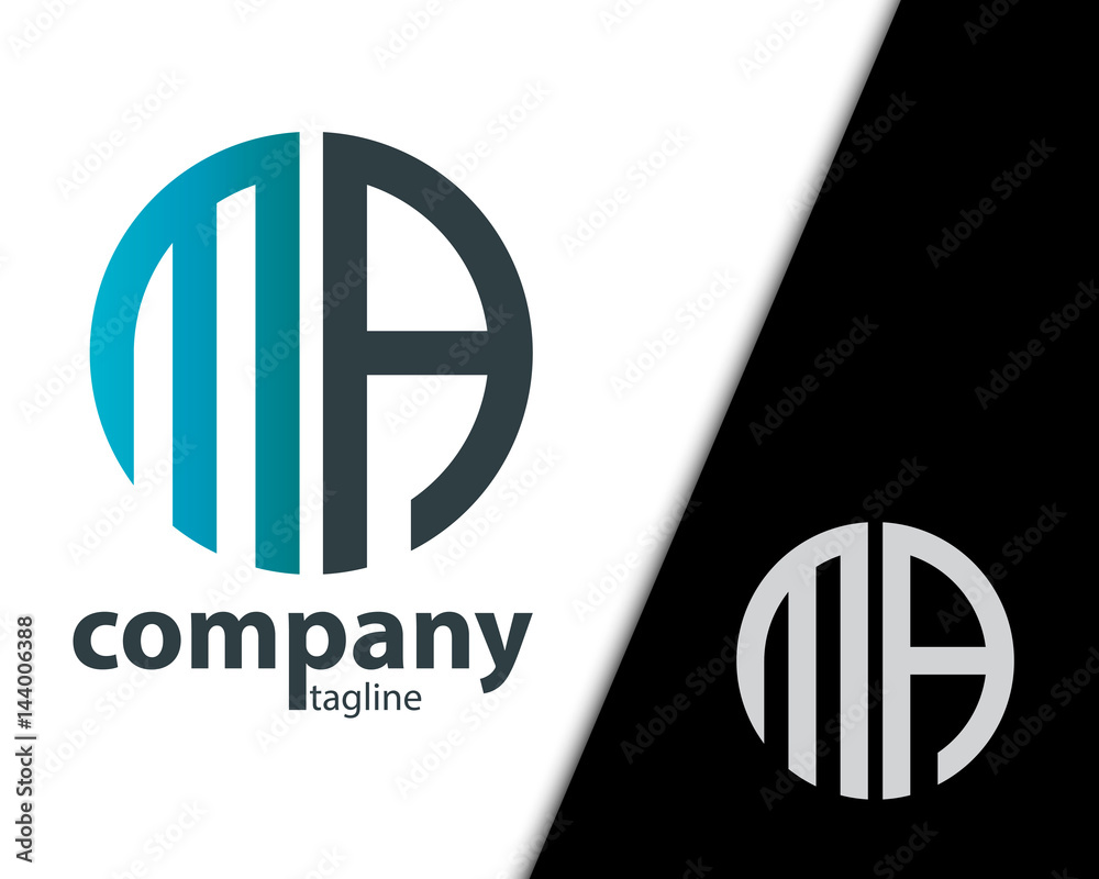 Initial Letter MA With Linked Circle Logo Initial Letter MA With Linked Circle Logo