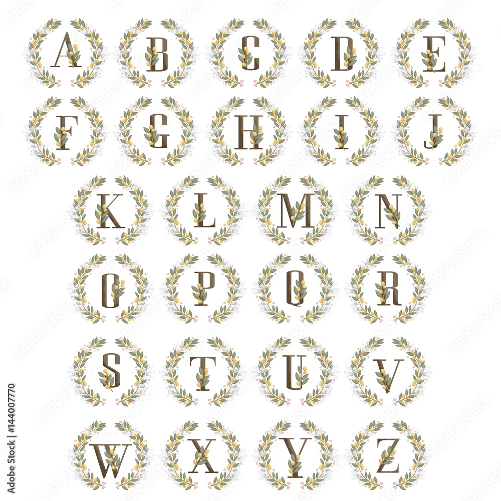 Olive floral with letters Olive floral with letters