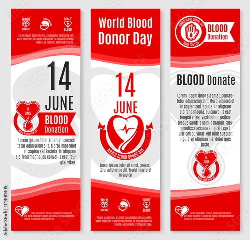World Donor Day blood donation vector banners