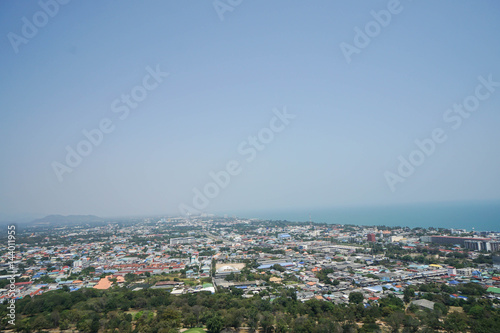 top view of the town nearby the sea in the south of Thailand