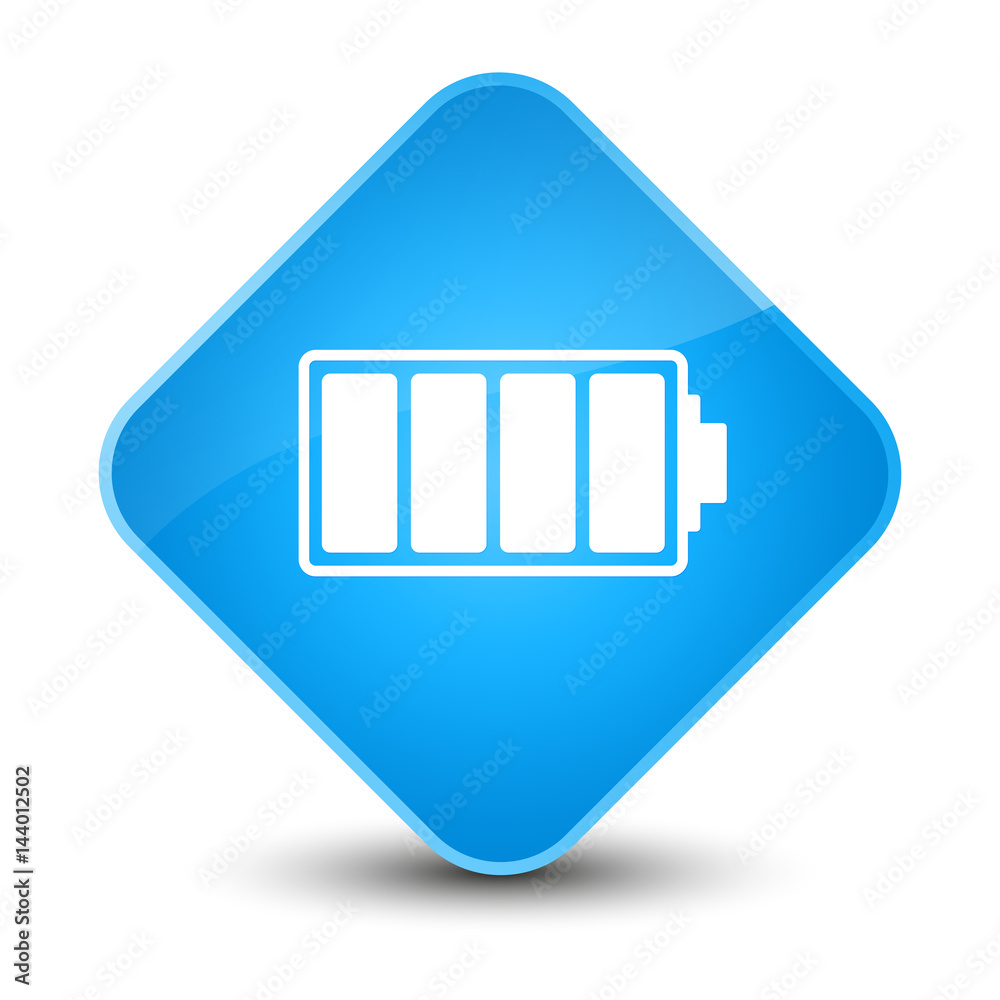 Battery icon elegant cyan blue diamond button Battery icon elegant cyan blue diamond button