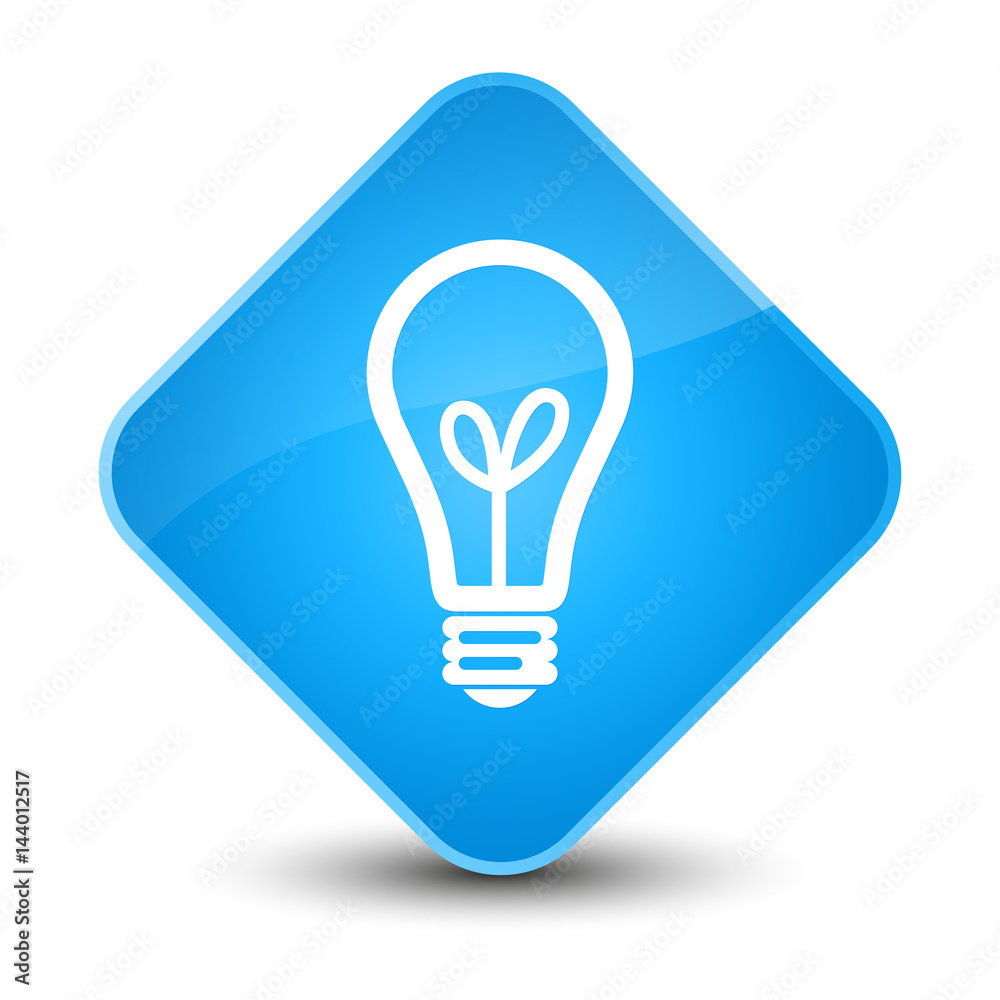 Bulb icon elegant cyan blue diamond button Bulb icon elegant cyan blue diamond button