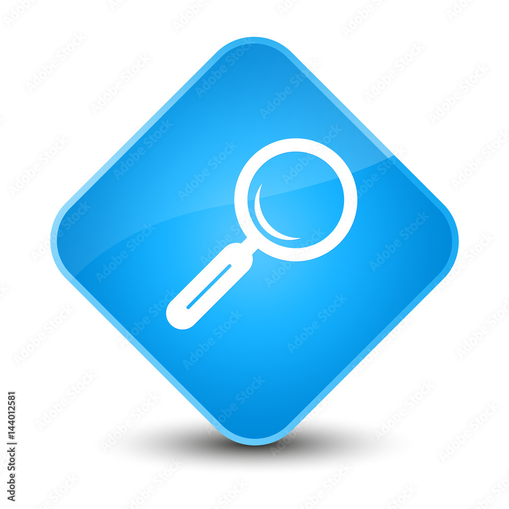 Magnifying glass icon elegant cyan blue diamond button Magnifying glass icon elegant cyan blue diamond button