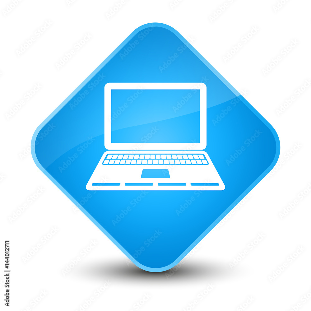 Laptop icon elegant cyan blue diamond button Laptop icon elegant cyan blue diamond button