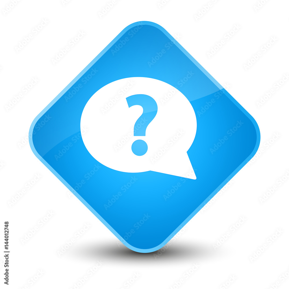 Question mark bubble icon elegant cyan blue diamond button