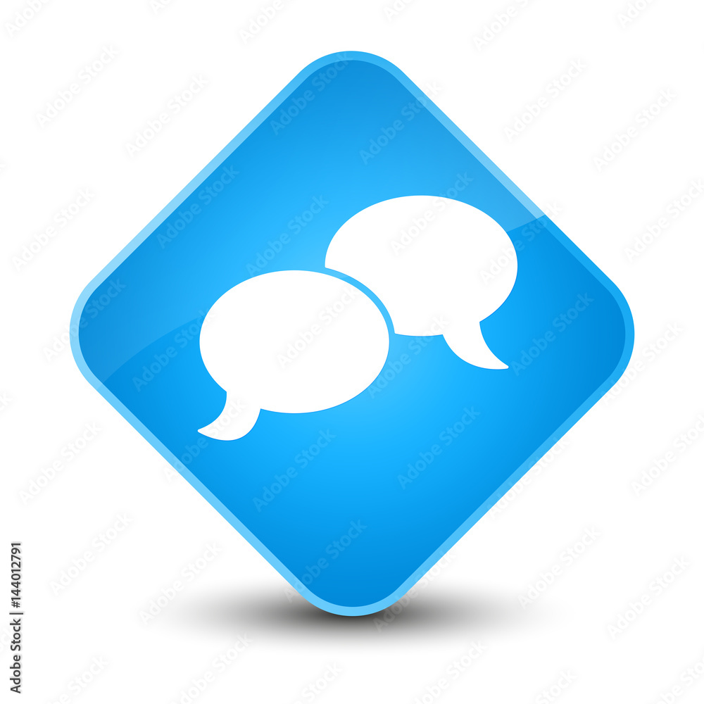 Chat bubble icon elegant cyan blue diamond button Chat bubble icon elegant cyan blue diamond button