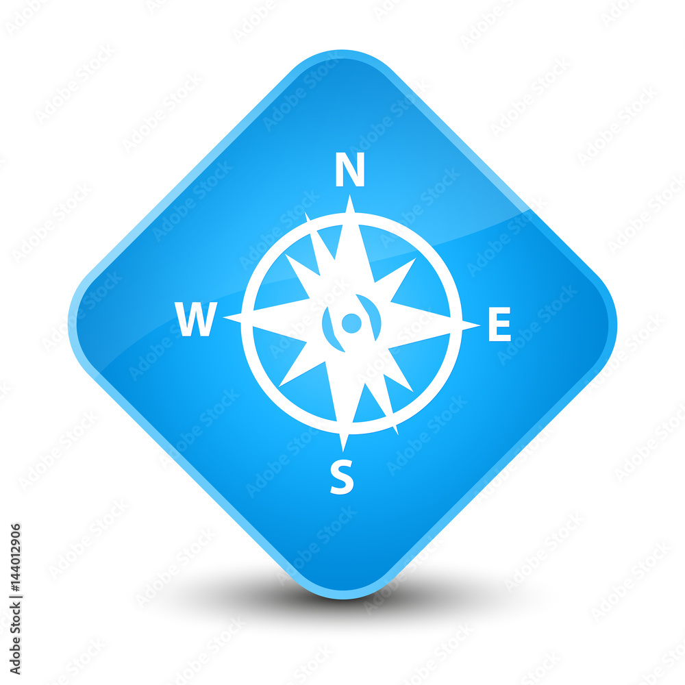 Fototapeta premium Compass icon elegant cyan blue diamond button