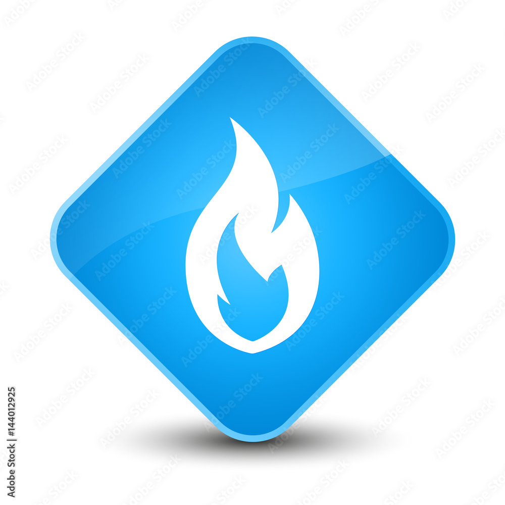 Fire flame icon elegant cyan blue diamond button Fire flame icon elegant cyan blue diamond button