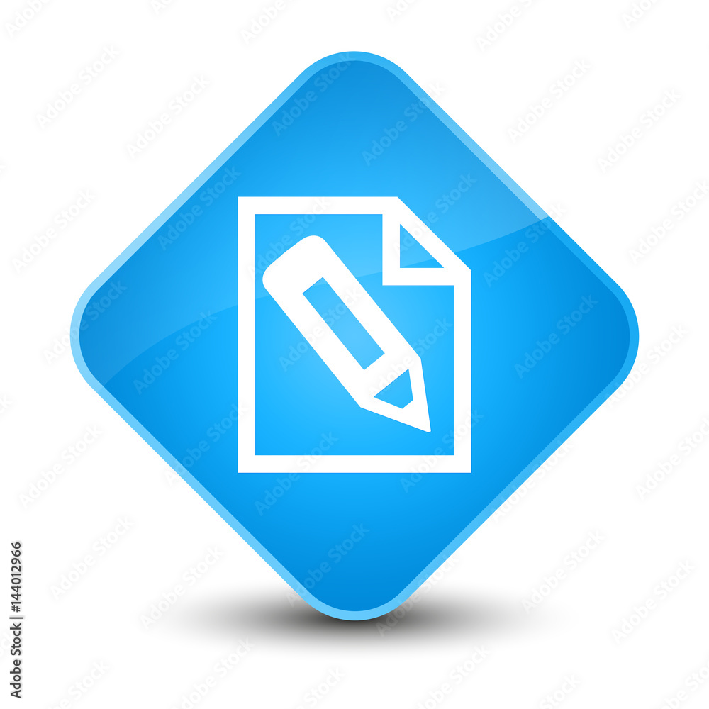 Pencil in page icon elegant cyan blue diamond button Pencil in page icon elegant cyan blue diamond button