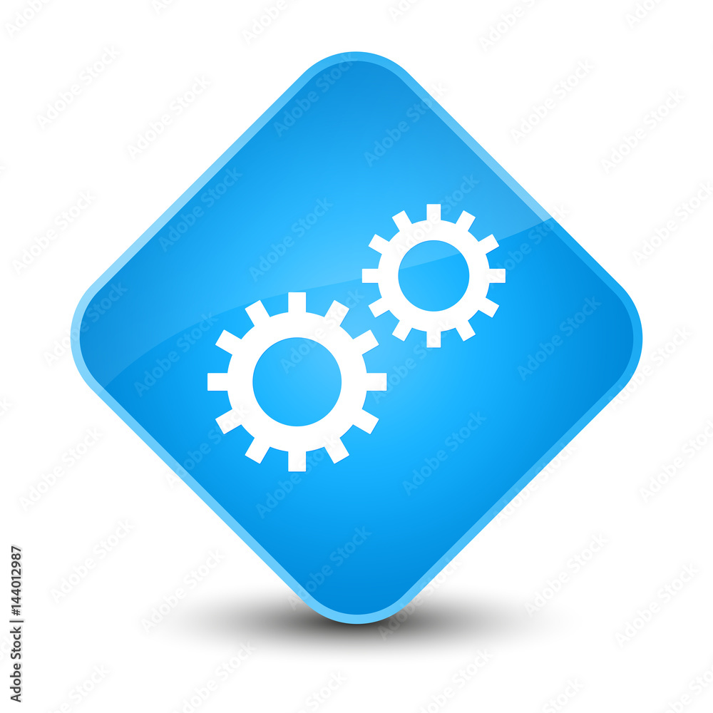 Process icon elegant cyan blue diamond button Process icon elegant cyan blue diamond button