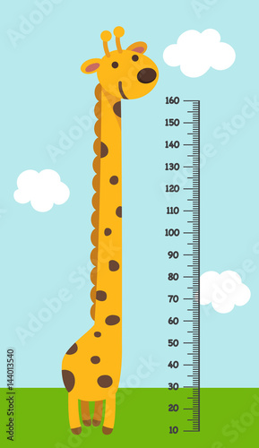 Meter wall with giraffe. illustration.