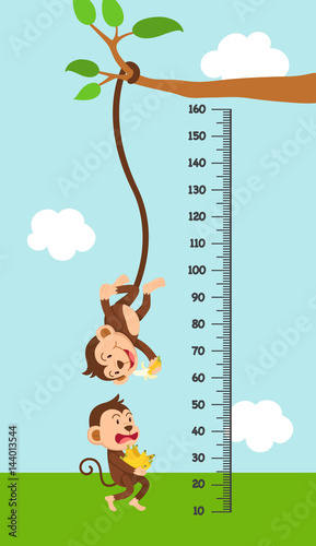 Meter wall with monkey. illustration.