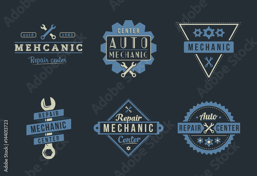 Auto mechanic logo set 