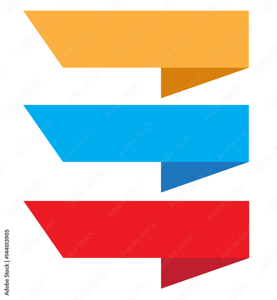 three ribbon banner on white background. three ribbon banner sign. three ribbon banner on white background. three ribbon banner sign.