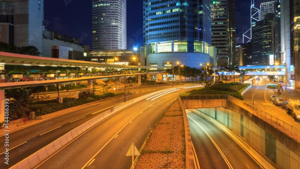 Hong Kong Night Traffic Cityscape 4K Time Lapse (pan shot) Hong Kong Night Traffic Cityscape 4K Time Lapse (pan shot)
