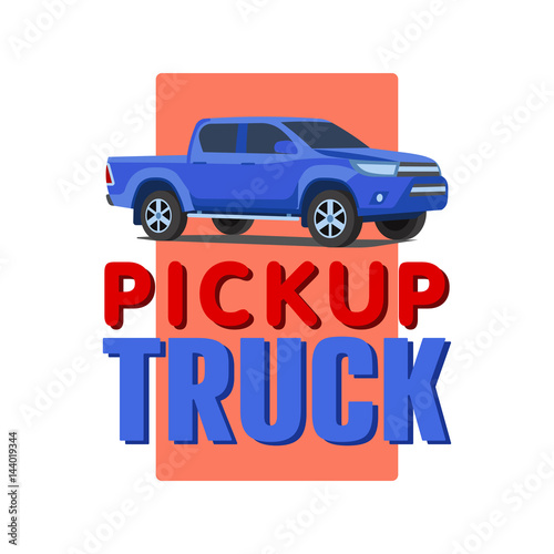 blue Pickup truck banner vector illustration