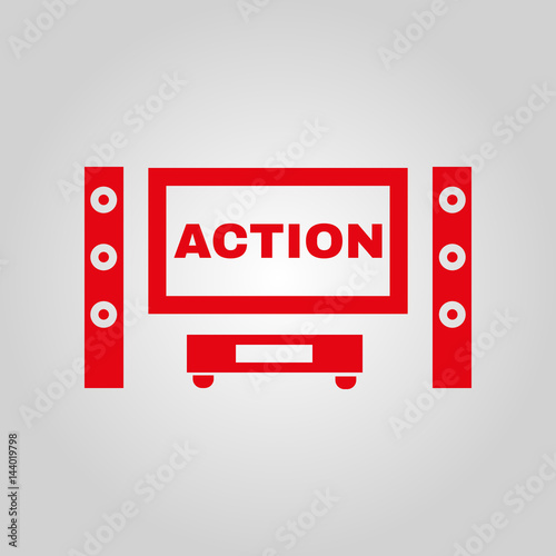 Action movie icon. TV and Home theater, cinema symbol. Flat design. Stock - Vector illustration
