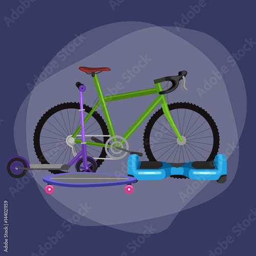 isolated electric scooter, one and two-wheeled mobility  vehicle vector illustration, Eco alternative city transport