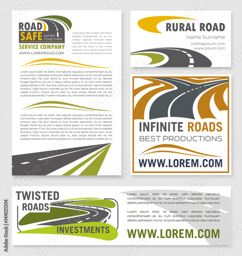 Vector banners for road construction investment