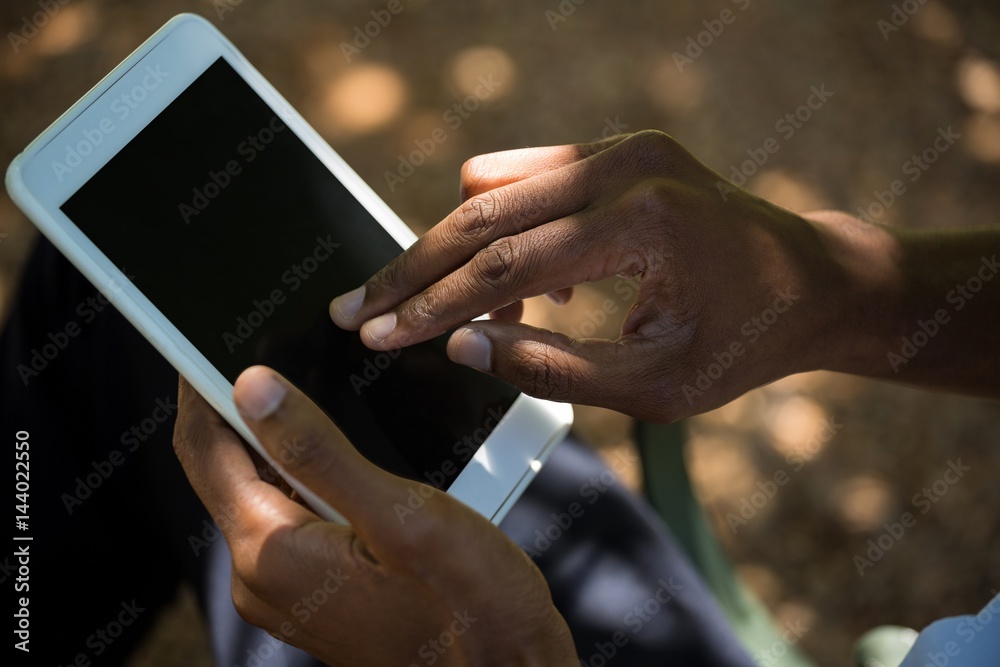 Businessman using tablet PC