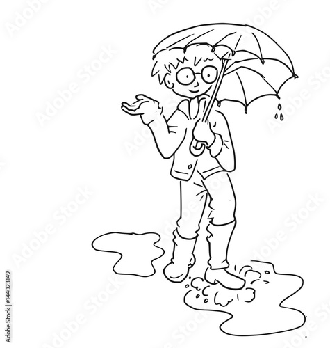 In de regen