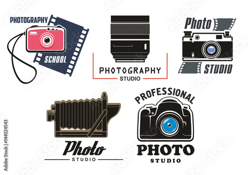 Vector icons set for photo studio school