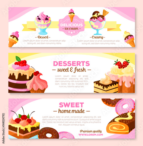 Vector banners set for homemade bakery desserts