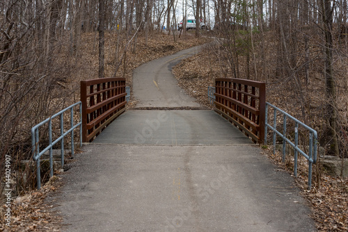 Walk path over a wooden bridge