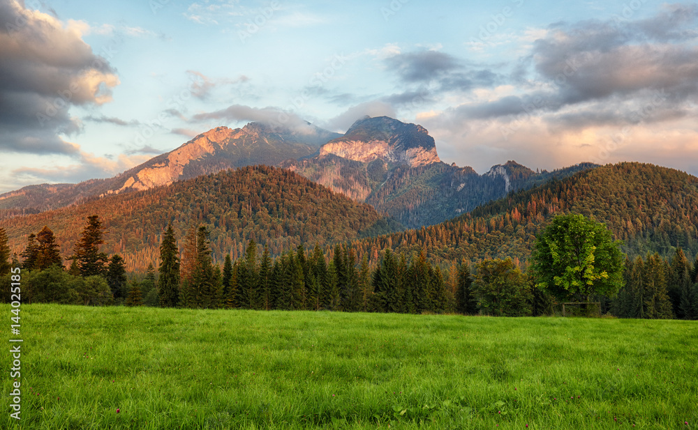 Sunrise clouds over mountains, Tatra Mountains (Bielskie), Javorina, Slovakia