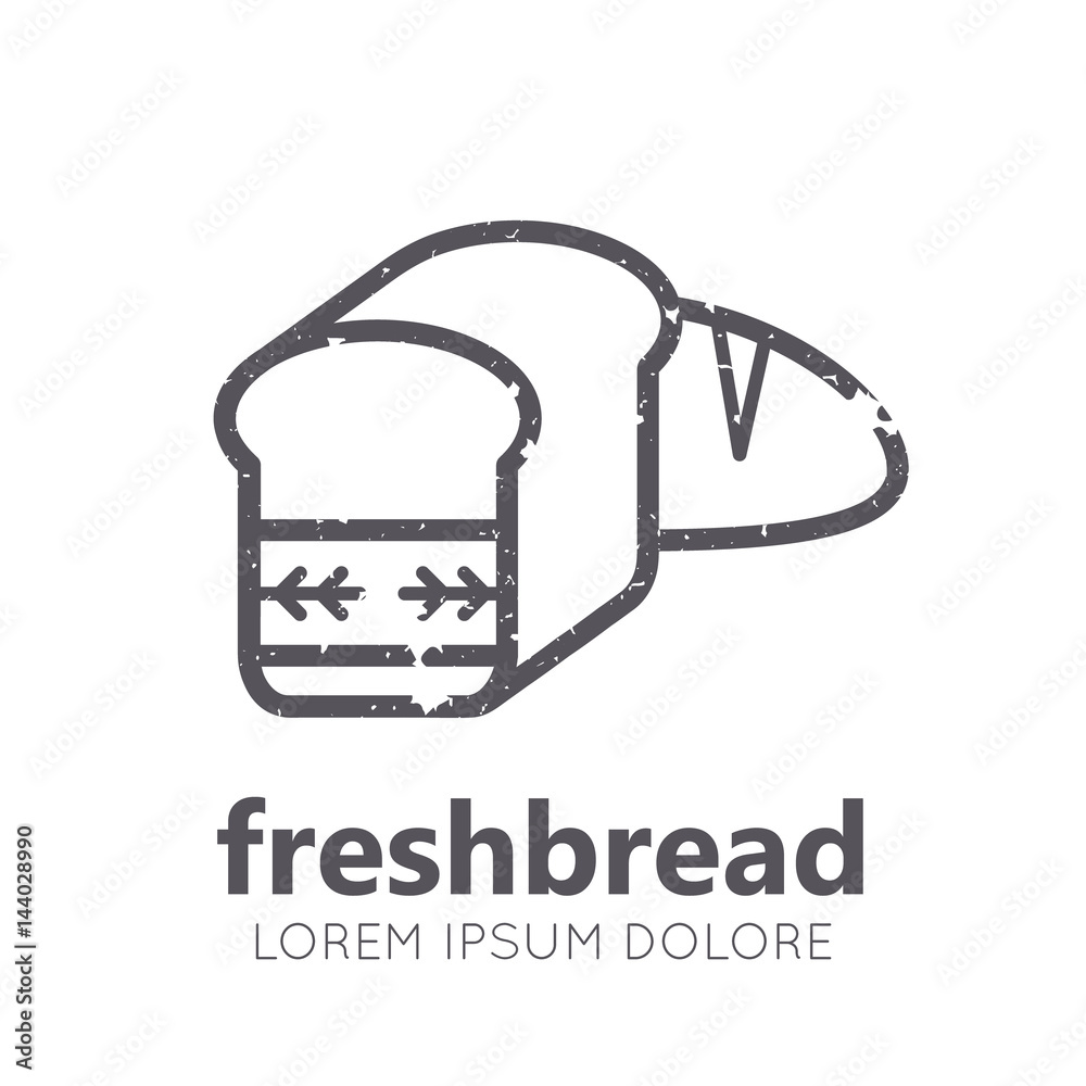 Nutritional emblem with bread in flat linear style Nutritional emblem with bread in flat linear style
