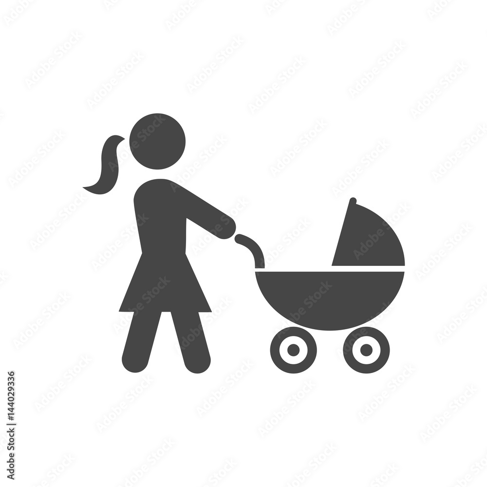 Mother with stroller icon- Illustration Mother with stroller icon- Illustration
