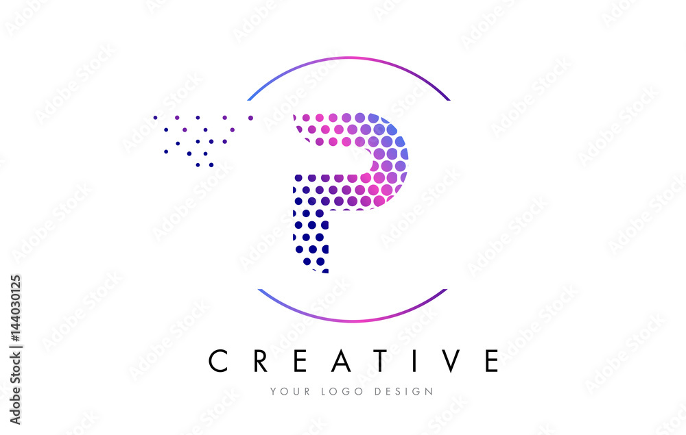 P Pink Magenta Dotted Bubble Letter Logo Design Vector P Pink Magenta Dotted Bubble Letter Logo Design Vector