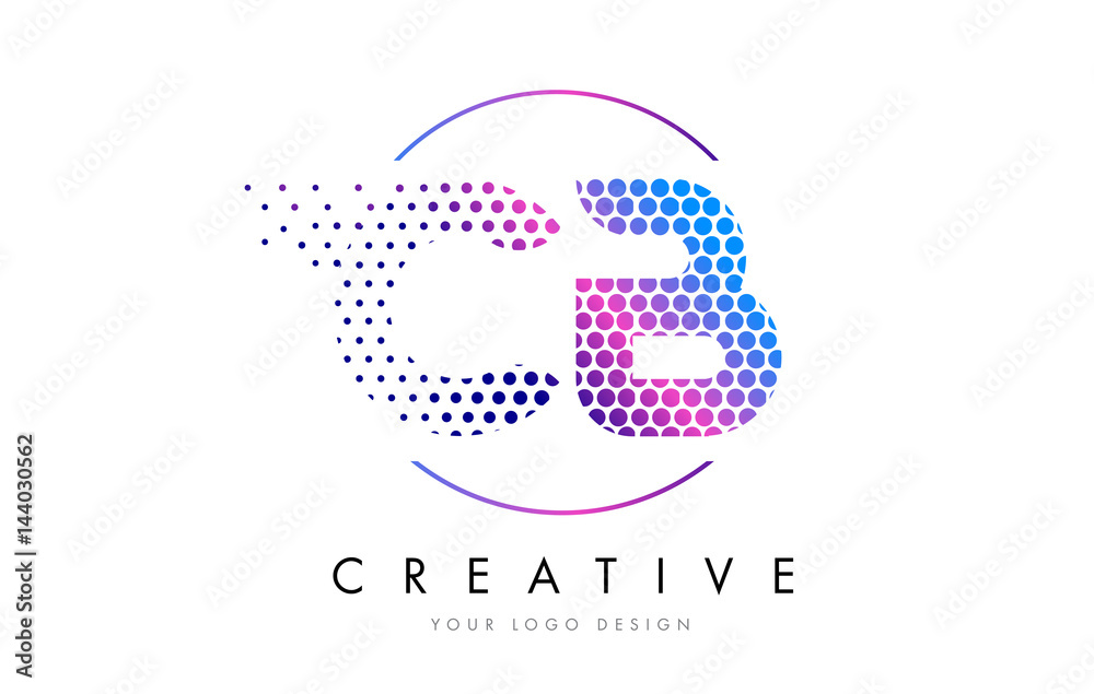 CB C B Pink Magenta Dotted Bubble Letter Logo Design Vector