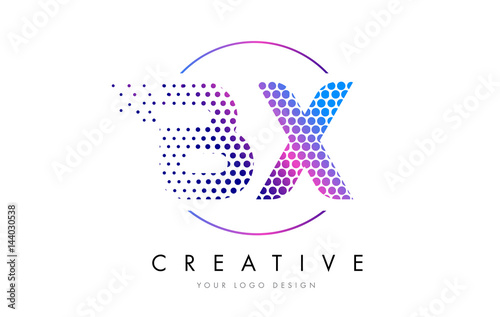 BX B X Pink Magenta Dotted Bubble Letter Logo Design Vector
