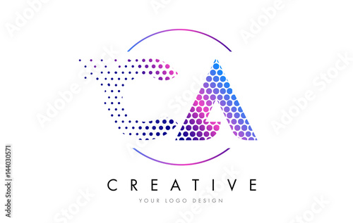 CA C A Pink Magenta Dotted Bubble Letter Logo Design Vector