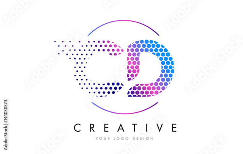 CD C D Pink Magenta Dotted Bubble Letter Logo Design Vector
