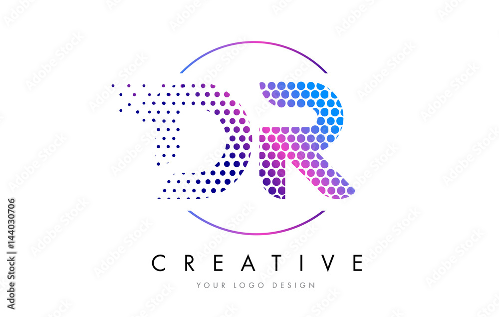 Obraz premium DR D R Pink Magenta Dotted Bubble Letter Logo Design Vector