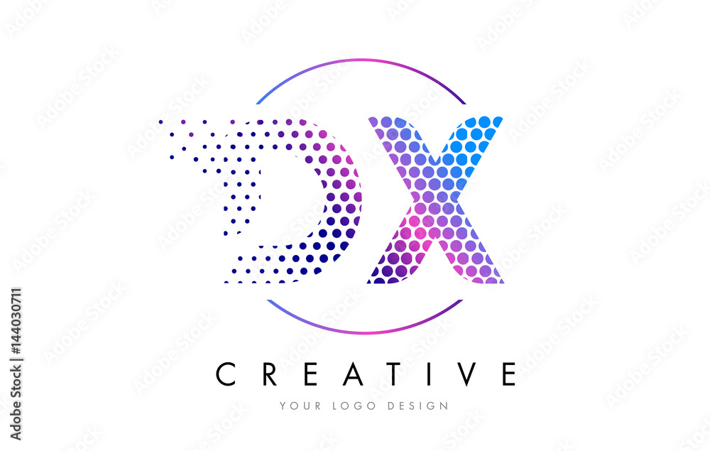 Obraz premium DX D X Pink Magenta Dotted Bubble Letter Logo Design Vector
